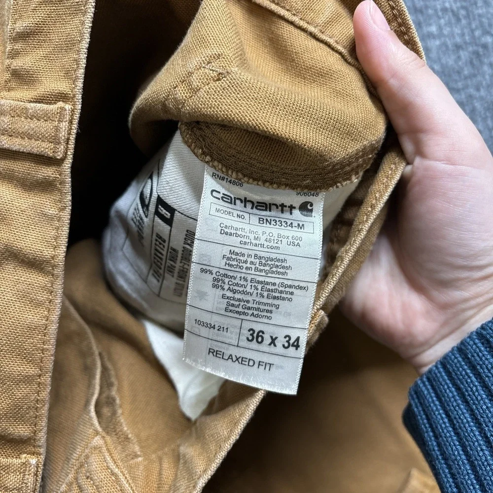 Carhartt Work Pants Men's 36x34 Brown Relaxed Fit‎ Double Front Duck 103334-211